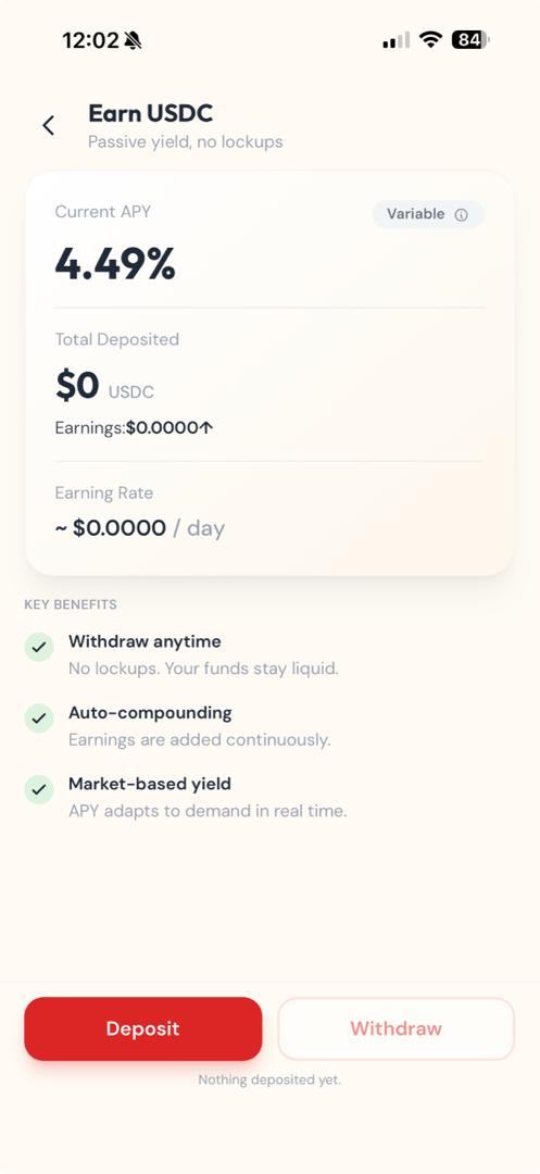 Angpao mobile earn screen for yield earnings