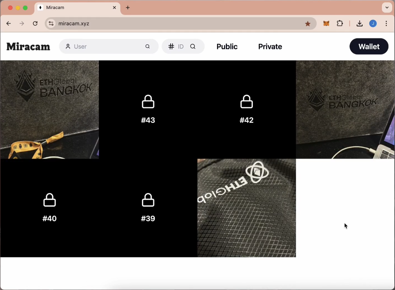 Miracam web app interface